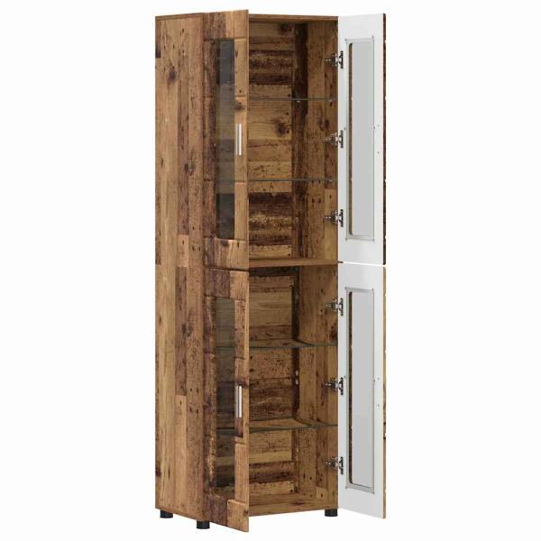Highboard mit Regal Altholz 60 x 35 x 182 cm Holzwerkstoff