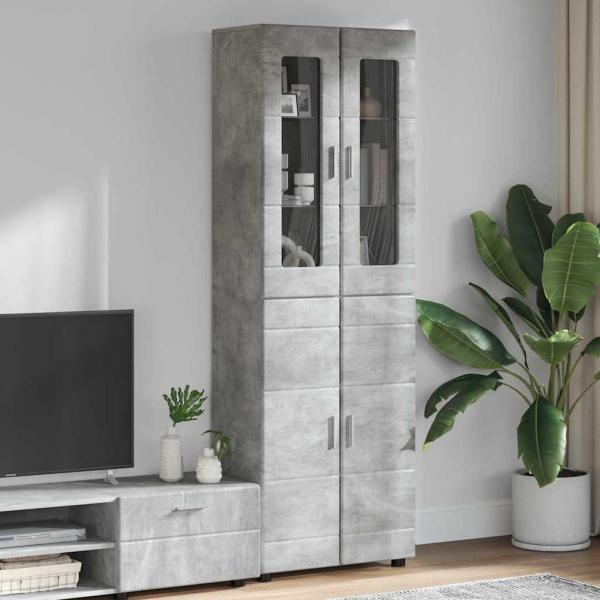 ARDEBO.de - Highboard mit Regal Beton Grau 60 x 35 x 182 cm Holzwerkstoff
