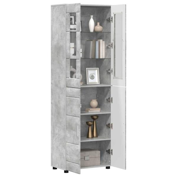 Highboard mit Regal Beton Grau 60 x 35 x 182 cm Holzwerkstoff