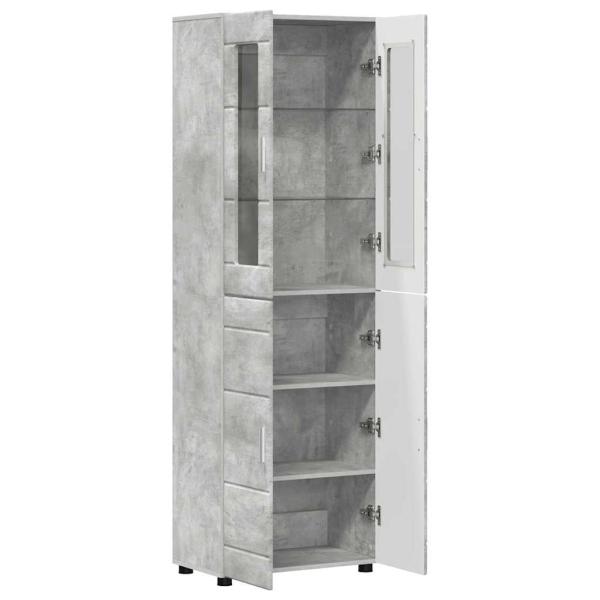 Highboard mit Regal Beton Grau 60 x 35 x 182 cm Holzwerkstoff