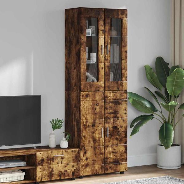 ARDEBO.de - Highboard Geräucherte Eiche 60 x 35 x 182 cm Holzwerkstoff