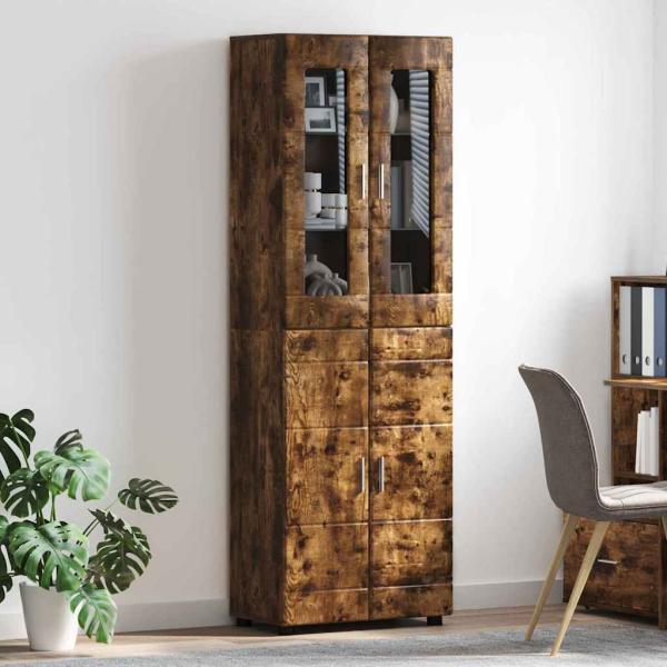 Highboard Geräucherte Eiche 60 x 35 x 182 cm Holzwerkstoff