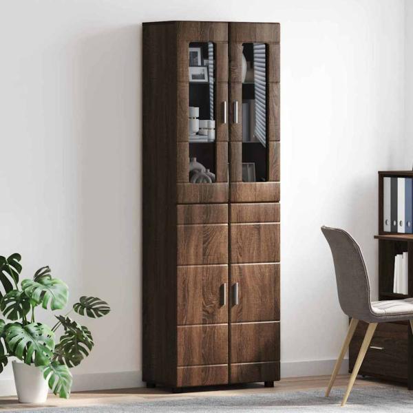 Highboard Braun Eichen-Optik 60 x 35 x 182 cm Holzwerkstoff