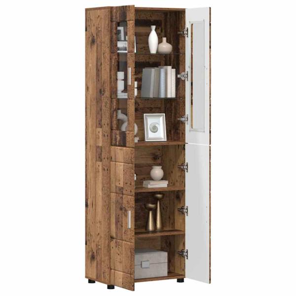Highboard mit Regal Altholz 60 x 35 x 182 cm Holzwerkstoff