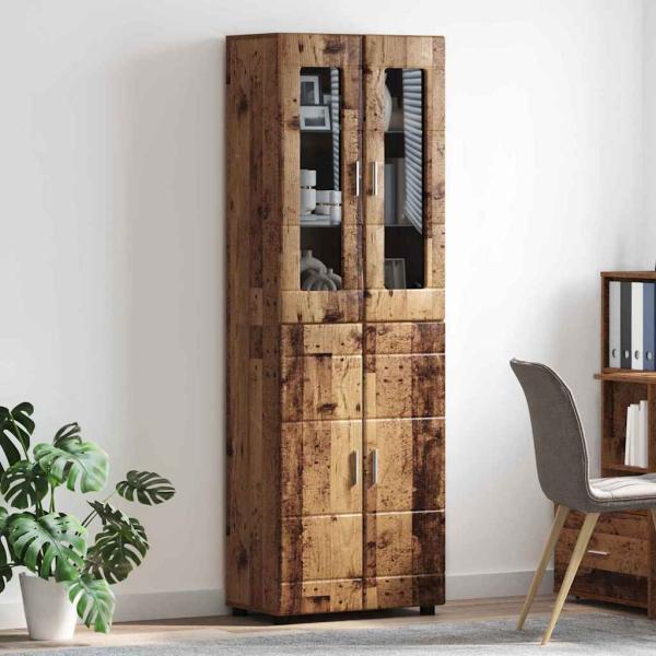 Highboard mit Regal Altholz 60 x 35 x 182 cm Holzwerkstoff