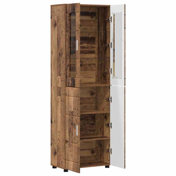 Highboard mit Regal Altholz 60 x 35 x 182 cm Holzwerkstoff