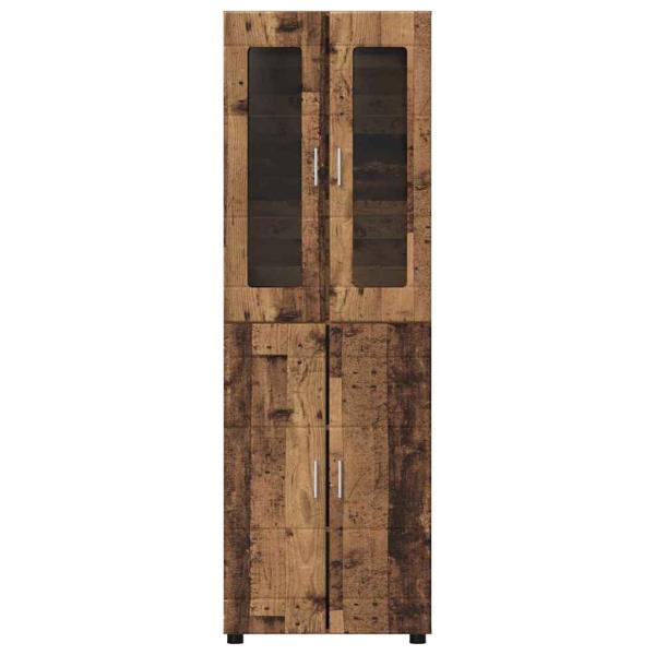 Highboard mit Regal Altholz 60 x 35 x 182 cm Holzwerkstoff