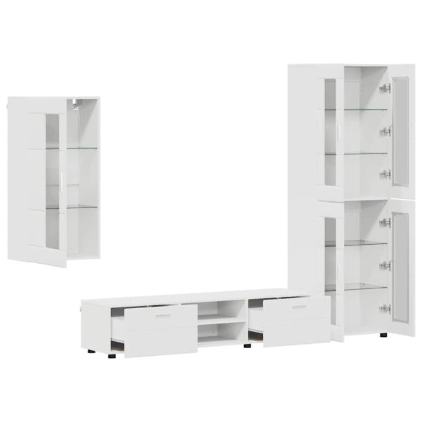 TV-Schrankset mit Schubladen mit Regal Weiß Holzwerkstoff