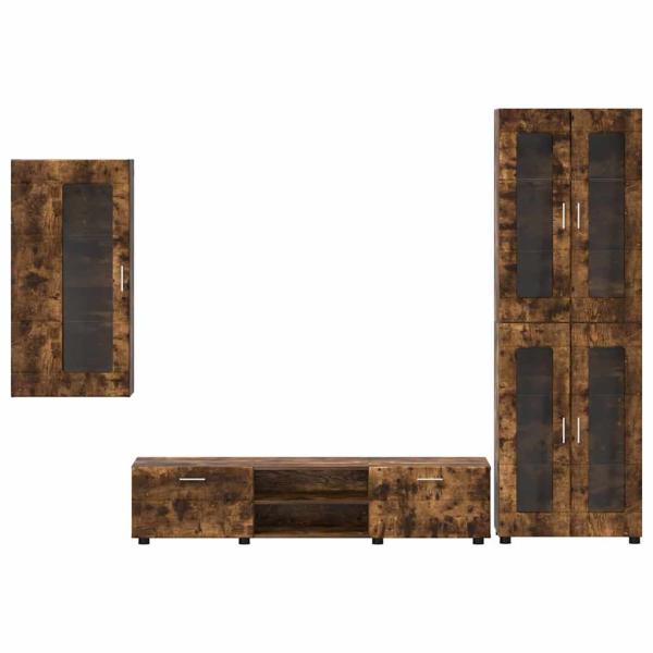 TV-Schrankset mit Schubladen Geräucherte Eiche Holzwerkstoff