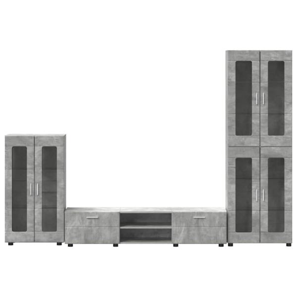 TV-Schrankset mit Schubladen mit Regal Beton Grau Holzwerkstoff