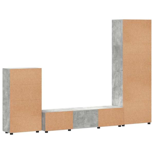 TV-Schrankset mit Schubladen mit Regal Beton Grau Holzwerkstoff
