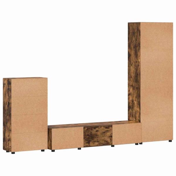 TV-Schrankset mit Schubladen Geräucherte Eiche Holzwerkstoff