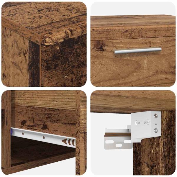 ARDEBO.de - TV-Schrankset mit Schubladen mit Regal Altholz Holzwerkstoff