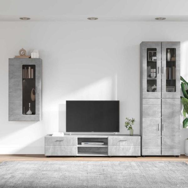 TV-Schrankset mit Schubladen mit Regal Beton Grau Holzwerkstoff
