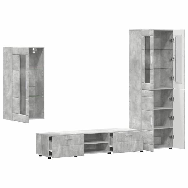 TV-Schrankset mit Schubladen mit Regal Beton Grau Holzwerkstoff