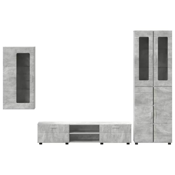 TV-Schrankset mit Schubladen mit Regal Beton Grau Holzwerkstoff