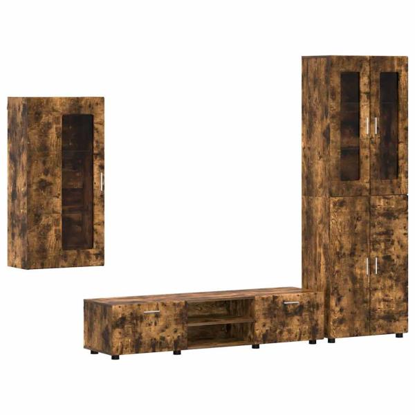 TV-Schrankset mit Schubladen Geräucherte Eiche Holzwerkstoff