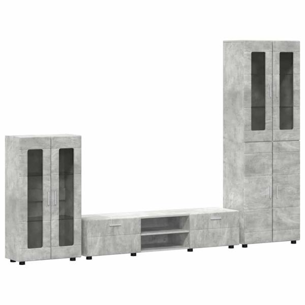 TV-Schrankset mit Schubladen mit Regal Beton Grau Holzwerkstoff