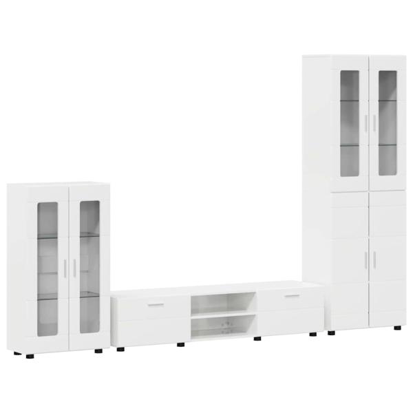 TV-Schrankset mit Schubladen Hochglanz Weiß Holzwerkstoff