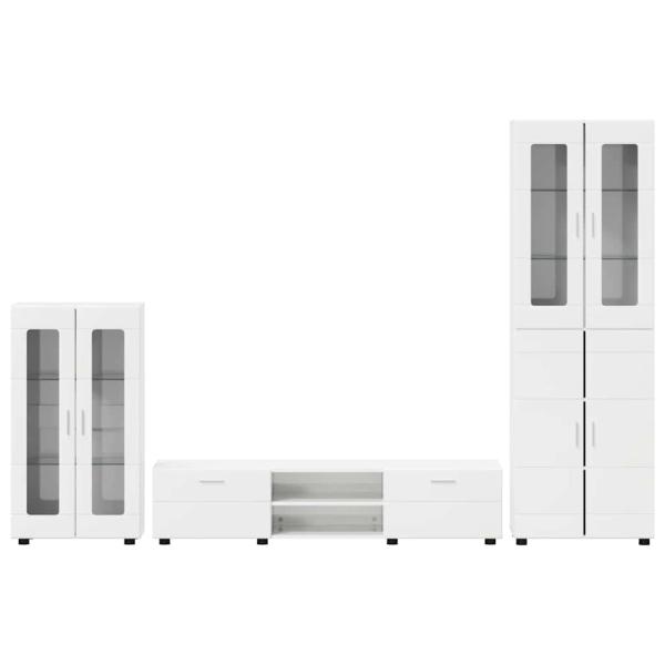 TV-Schrankset mit Schubladen Hochglanz Weiß Holzwerkstoff