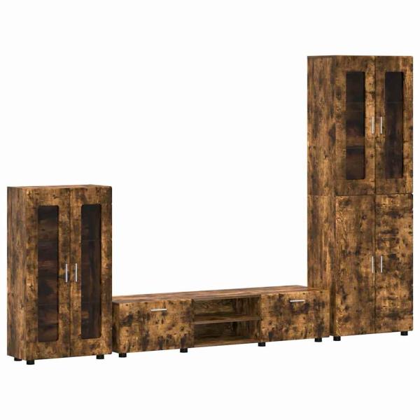 TV-Schrankset mit Schubladen Geräucherte Eiche Holzwerkstoff