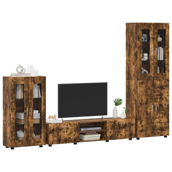 TV-Schrankset mit Schubladen Geräucherte Eiche Holzwerkstoff