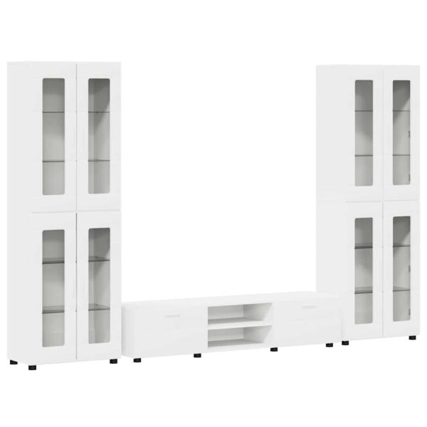 TV-Schrankset mit Schubladen mit Regal Weiß Holzwerkstoff