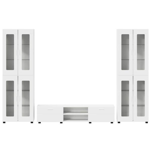 TV-Schrankset mit Schubladen mit Regal Weiß Holzwerkstoff