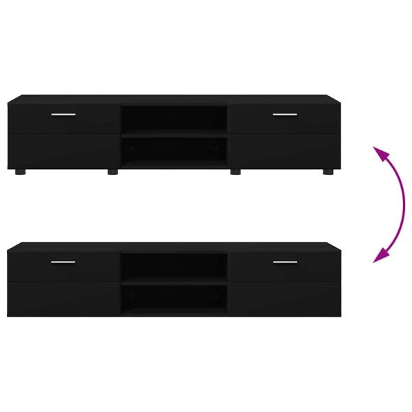 TV-Schrankset mit Schubladen mit Regal Schwarz Holzwerkstoff