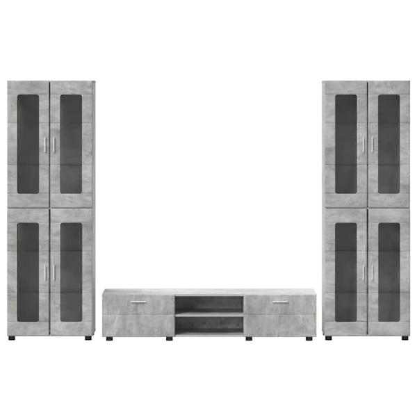 TV-Schrankset mit Schubladen mit Regal Beton Grau Holzwerkstoff