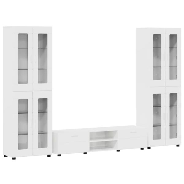 TV-Schrankset mit Schubladen Hochglanz Weiß Holzwerkstoff
