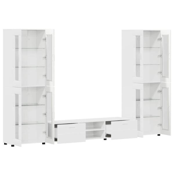 TV-Schrankset mit Schubladen Hochglanz Weiß Holzwerkstoff
