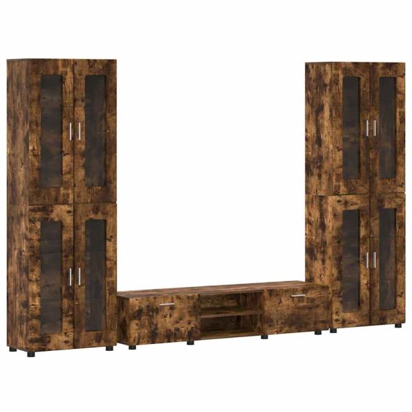 TV-Schrankset mit Schubladen Geräucherte Eiche Holzwerkstoff