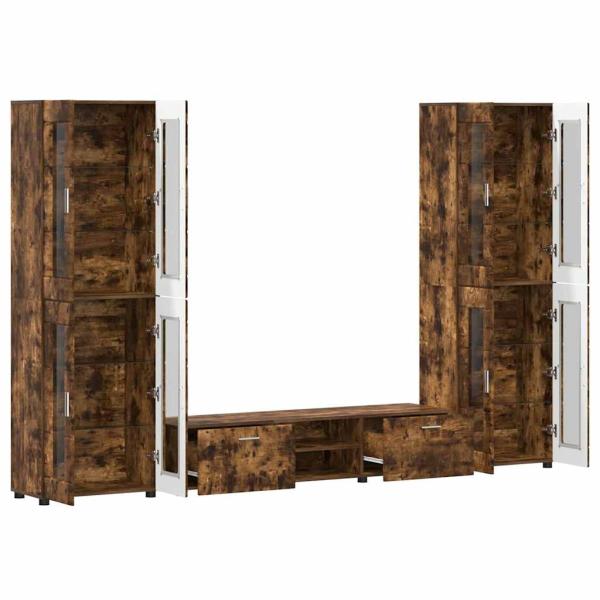 TV-Schrankset mit Schubladen Geräucherte Eiche Holzwerkstoff