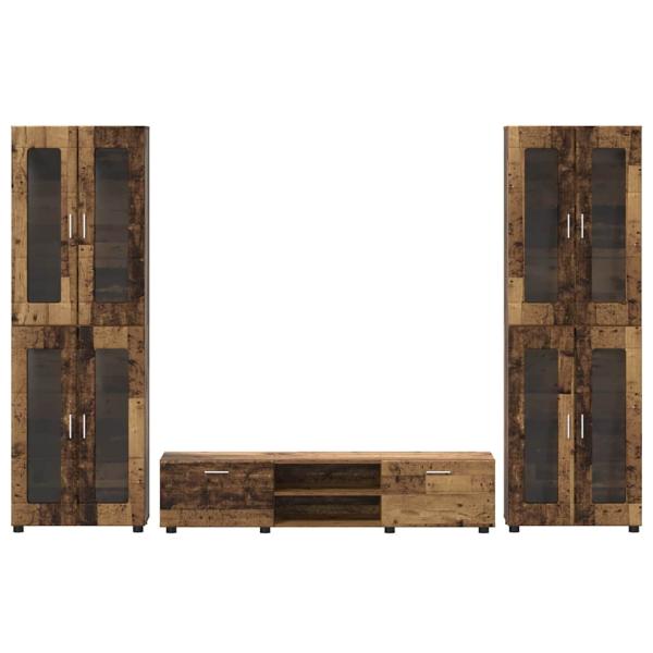 TV-Schrankset mit Schubladen mit Regal Altholz Holzwerkstoff