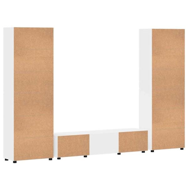 TV-Schrankset mit Schubladen mit Regal Weiß Holzwerkstoff
