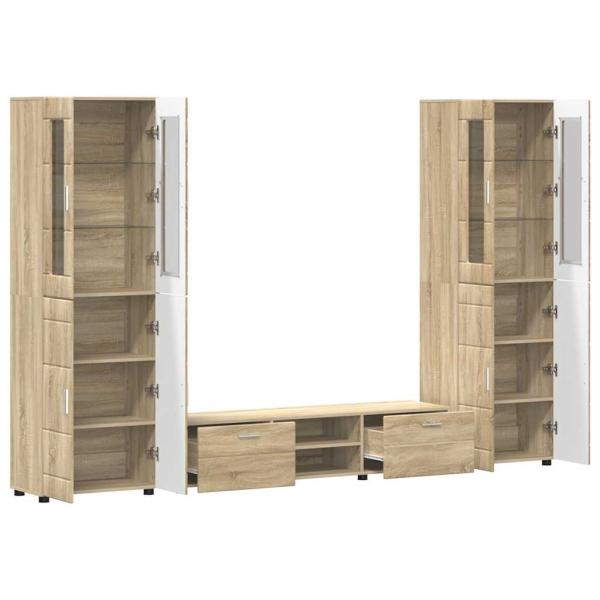 TV-Schrankset mit Schubladen mit Tür Sonoma-Eiche Holzwerkstoff