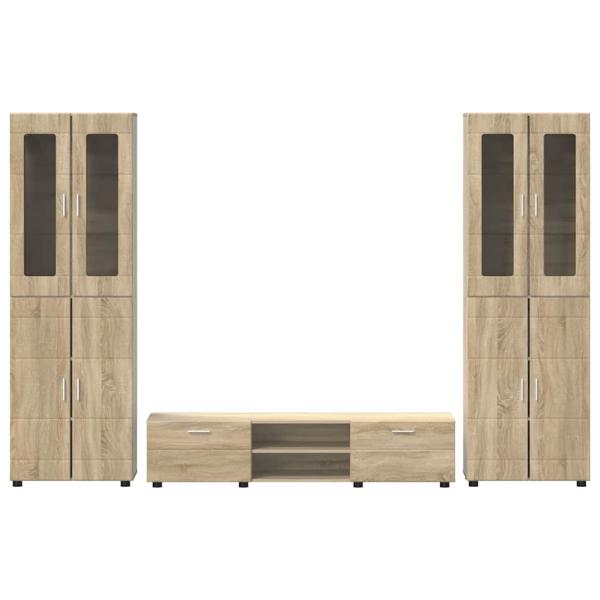 TV-Schrankset mit Schubladen mit Tür Sonoma-Eiche Holzwerkstoff