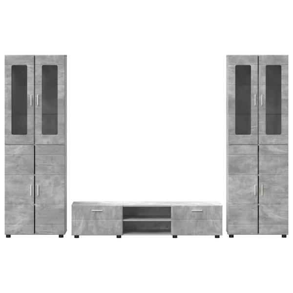 TV-Schrankset mit Schubladen mit Regal Beton Grau Holzwerkstoff