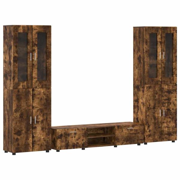 TV-Schrankset mit Schubladen Geräucherte Eiche Holzwerkstoff