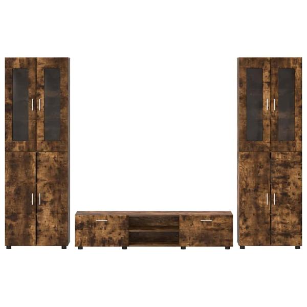 TV-Schrankset mit Schubladen Geräucherte Eiche Holzwerkstoff