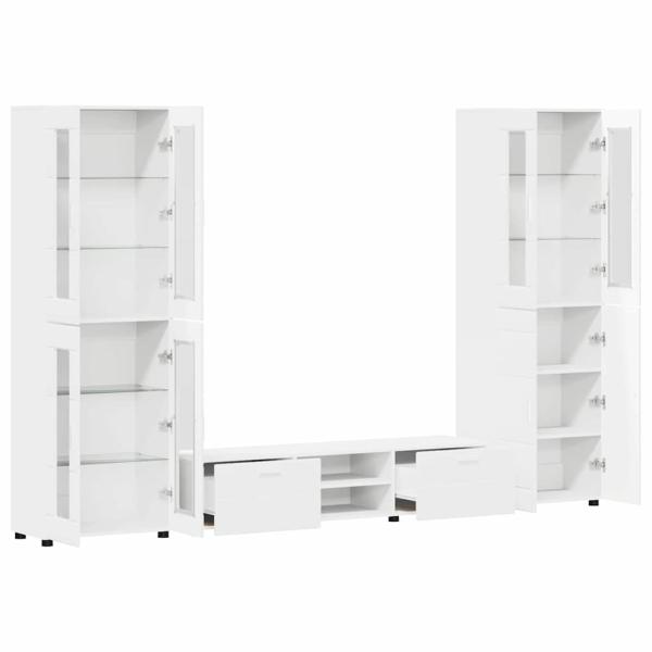 TV-Schrankset mit Schubladen mit Regal Weiß Holzwerkstoff