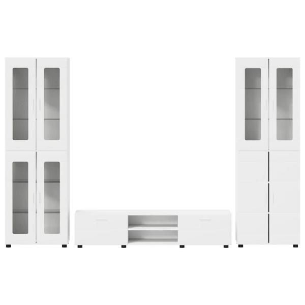 TV-Schrankset mit Schubladen mit Regal Weiß Holzwerkstoff