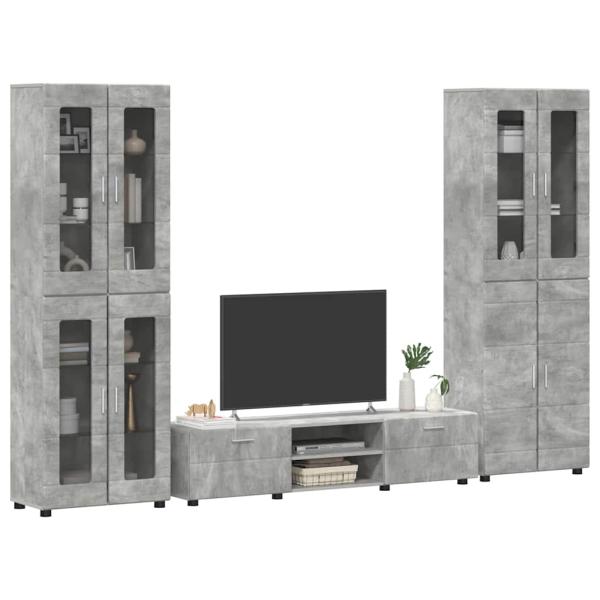 TV-Schrankset mit Schubladen mit Regal Beton Grau Holzwerkstoff