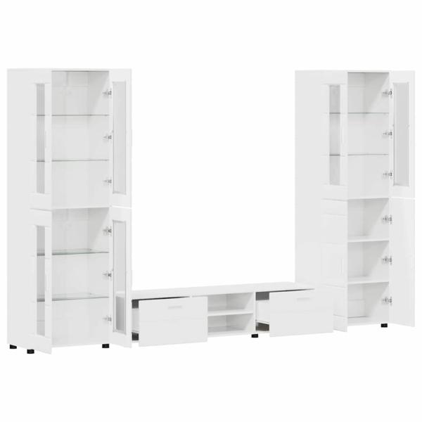 TV-Schrankset mit Schubladen Hochglanz Weiß Holzwerkstoff