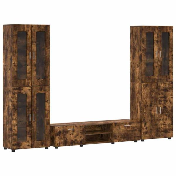 TV-Schrankset mit Schubladen Geräucherte Eiche Holzwerkstoff