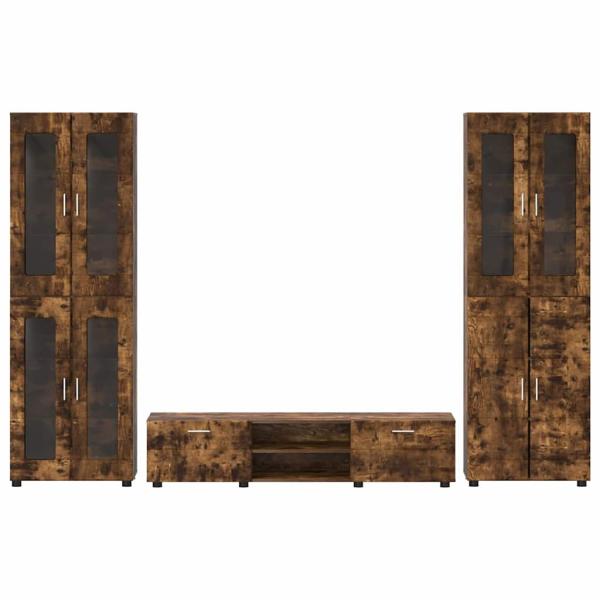 TV-Schrankset mit Schubladen Geräucherte Eiche Holzwerkstoff