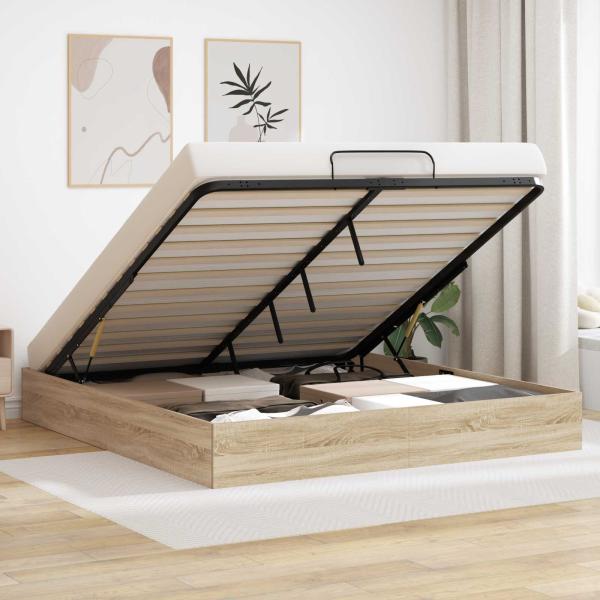 ARDEBO.de - Ottoman Bettgestell Sonoma-Eiche 193 x 120 x 25 cm Spanplatte