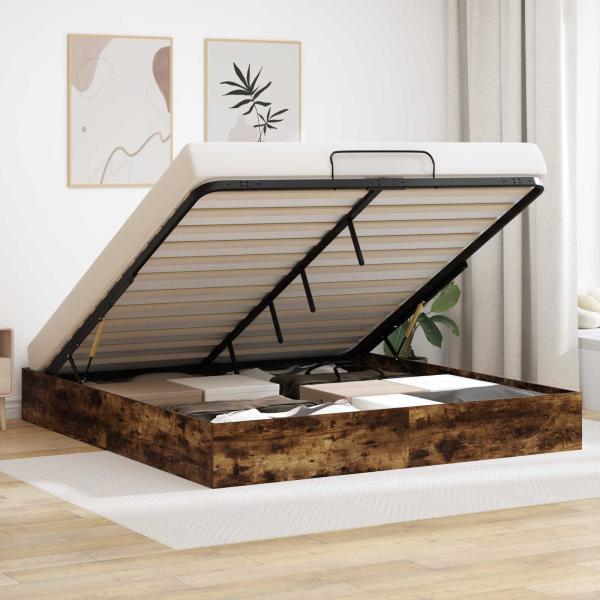 ARDEBO.de - Ottoman Bettgestell Geräucherte Eiche 193 x 120 x 25 cm