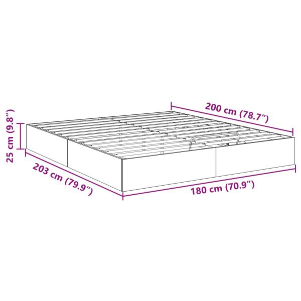 Ottoman Bettgestell Graues Sonoma 193 x 120 x 25 cm Spanplatte